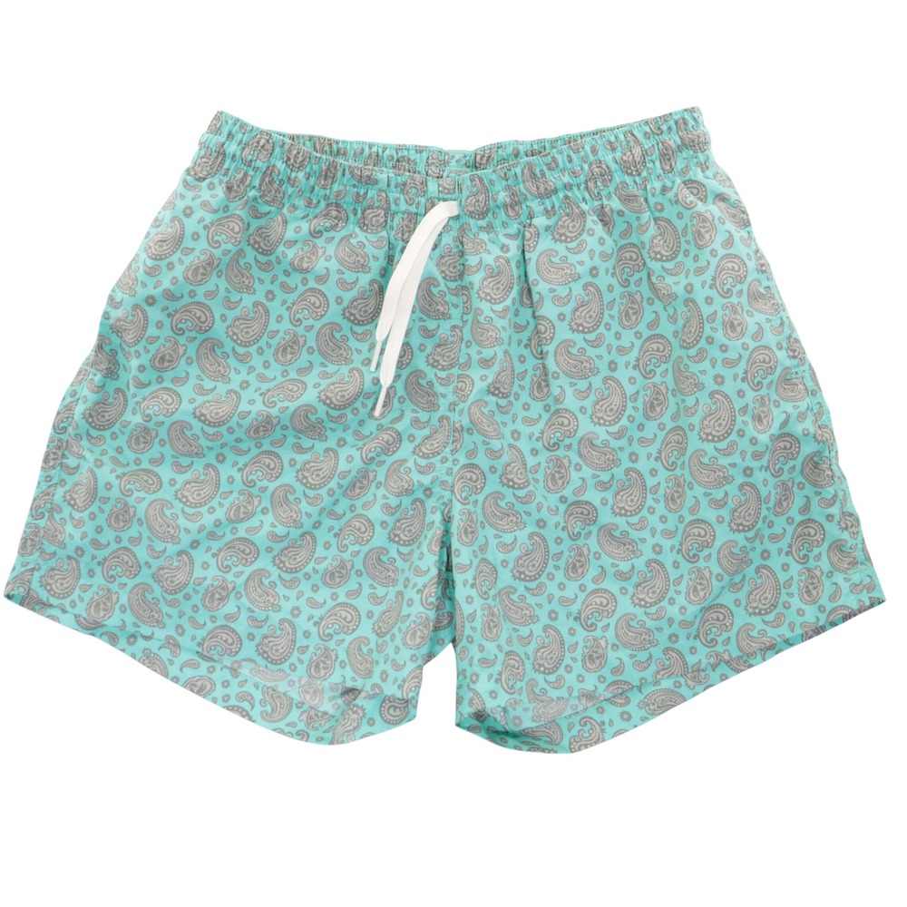 Chubbies Swim Trunks Men M Teal Grey Paisley Mesh Lined Shorts USA